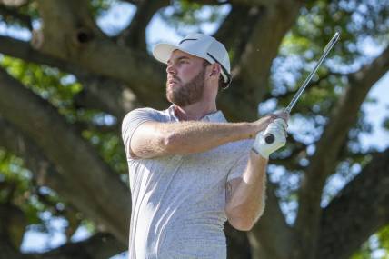 January 14, 2024; Honolulu, Hawaii, USA; Grayson Murray hits his tee shot on the second hole during the final round of the Sony Open in Hawaii golf tournament at Waialae Country Club. Mandatory Credit: Kyle Terada-USA TODAY Sports