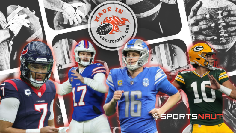 NFL playoffs California QBs Jared Goff CJ Stroud Jordan Love Josh Allen