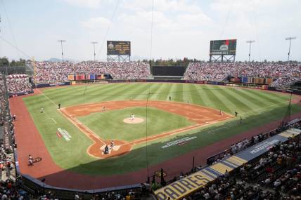 Apr 30, 2023; Mexico City, Mexico; A general overall view of a MLB World Tour game between the San Diego Padres and the San Francisco Giants at Estadio Alfredo Harp Helu. Mandatory Credit: Kirby Lee-USA TODAY Sports