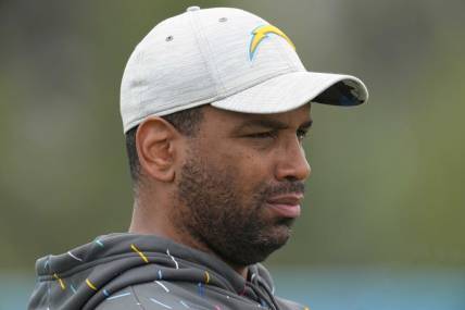 May 12, 2023; Costa Mesa, CA, USA; Los Angeles Chargers director of player personnel JoJo Wooden during rookie minicamp at Hoag Performance Center. Mandatory Credit: Kirby Lee-USA TODAY Sports