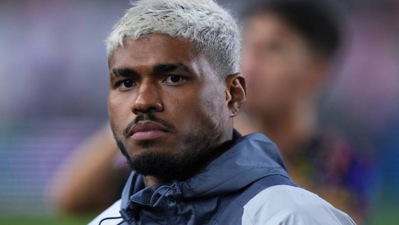 Sep 30, 2023; Fort Lauderdale, Florida, USA; Inter Miami CF forward Josef Martinez (17) looks on before the game against New York City FC at DRV PNK Stadium. Mandatory Credit: Rich Storry-USA TODAY Sports