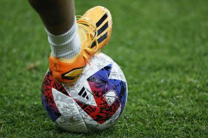 Oct 7, 2023; Sandy, Utah, USA; The is a general view of a practice ball prior to the game between Real Salt Lake and Sporting Kansas City at America First Field. Mandatory Credit: Jeff Swinger-USA TODAY Sports