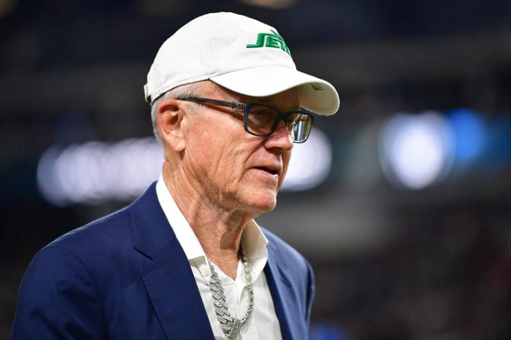 Nov 12, 2023; Paradise, Nevada, USA; New York Jets owner Woody Johnson in attendance at Allegiant Stadium. Mandatory Credit: Gary A. Vasquez-USA TODAY Sports