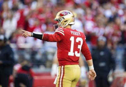San Francisco 49ers' Brock Purdy (13) is set to become the third-youngest quarterback to start a Super Bowl. Mandatory Credit: Mark J. Rebilas-USA TODAY Sports