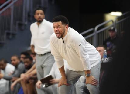 Pitt's Jeff Capel coaches against Louisville in the KFC Ym Center Saturday afternoon.
Jan. 6, 2024