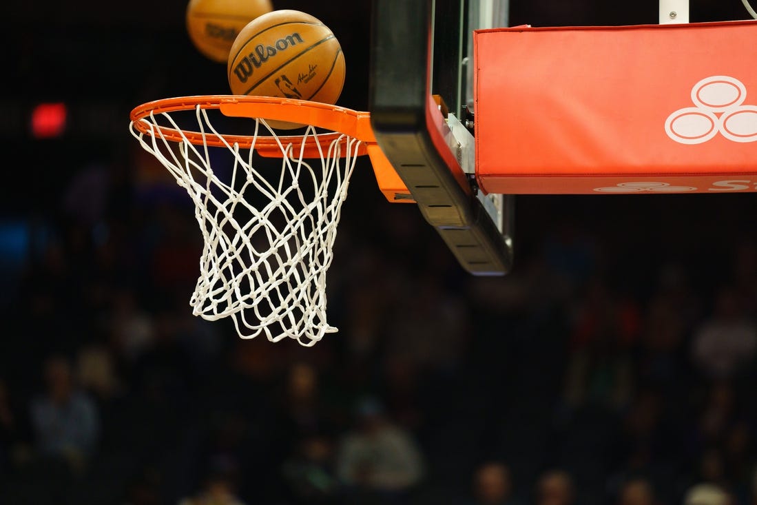 Jan 7, 2024; Phoenix, Arizona, USA;  A general view of basketballs during during warm ups between the Phoenix Suns and the Memphis Grizzlies at Footprint Center. Mandatory Credit: Allan Henry-USA TODAY Sports