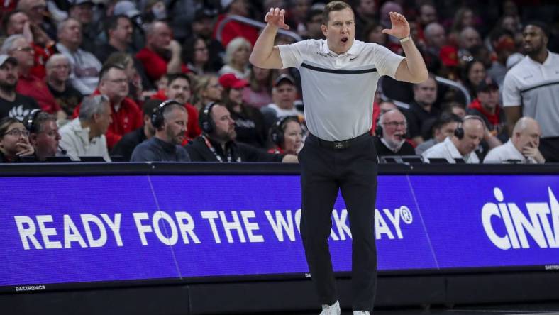 Feb 13, 2024; Cincinnati, Ohio, USA; Iowa State Cyclones head coach T.J. Otzelberger during the second half in the game against the Cincinnati Bearcats at Fifth Third Arena. Mandatory Credit: Katie Stratman-USA TODAY Sports