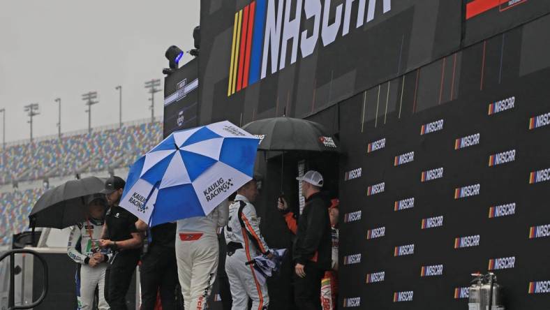 Nascar Xfinity Cup Series Driver   s Introduction continued even in the rain, but the race is still on delay Saturday, Feb. 17, 2024 at Daytona International Speedway.