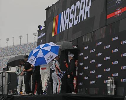 Nascar Xfinity Cup Series Driver   s Introduction continued even in the rain, but the race is still on delay Saturday, Feb. 17, 2024 at Daytona International Speedway.