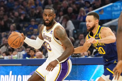 Los Angeles Lakers' LeBron James against Golden State Warriors