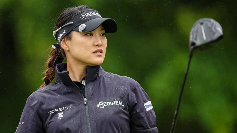 Jun 23, 2022; Bethesda, Maryland, USA; So Yeon Ryu watches her shot from the 11th tee during the first round of the KPMG Women's PGA Championship golf tournament at Congressional Country Club. Mandatory Credit: Scott Taetsch-USA TODAY Sports