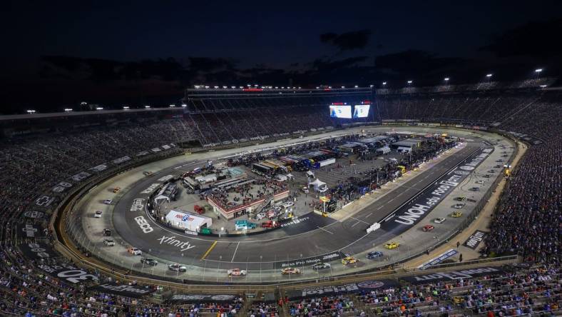 Sep 17, 2022; Bristol, Tennessee, USA; General view during the NASCAR Bass Pro Shops Night Race at Bristol Motor Speedway. Mandatory Credit: Randy Sartin-USA TODAY Sports