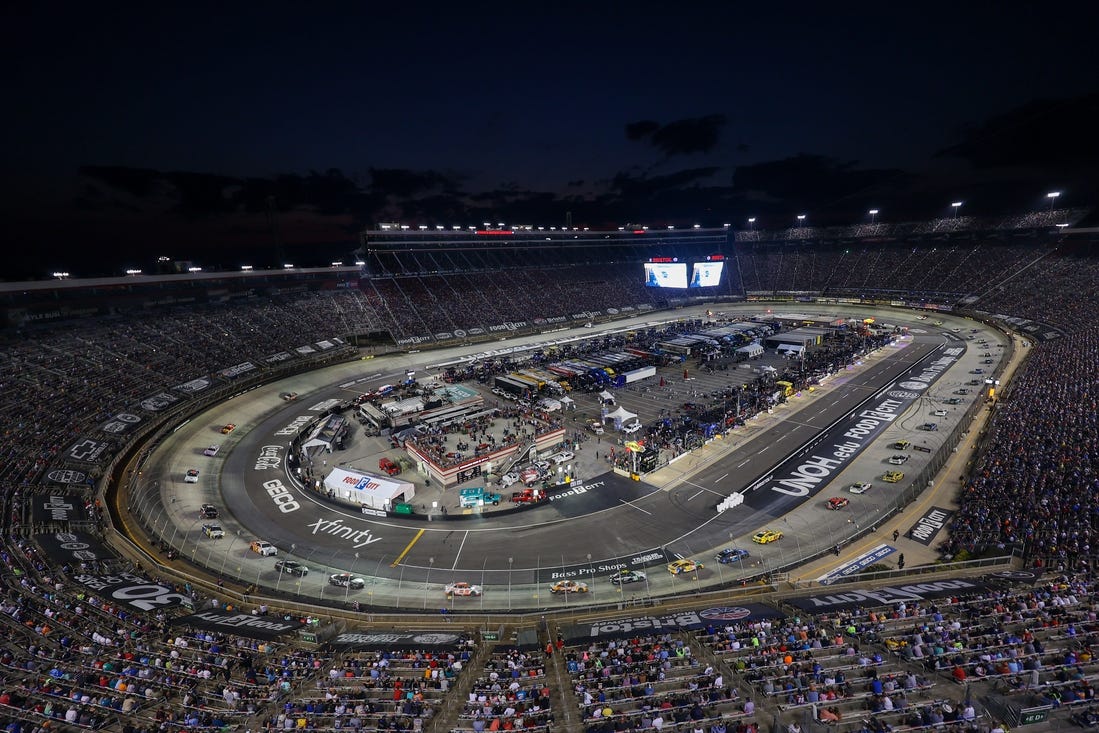 Sep 17, 2022; Bristol, Tennessee, USA; General view during the NASCAR Bass Pro Shops Night Race at Bristol Motor Speedway. Mandatory Credit: Randy Sartin-USA TODAY Sports