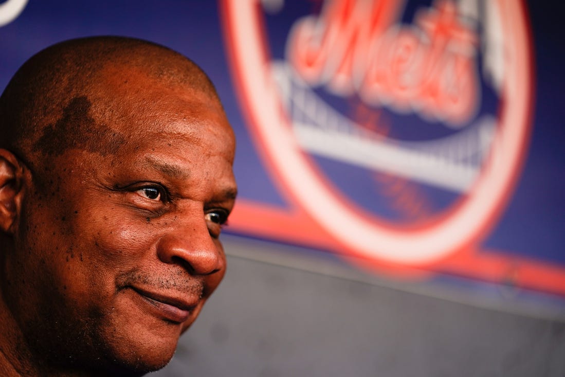 Mar 3, 2023; Port St. Lucie, Florida, USA; New York Mets former right fielder Darryl Strawberry talks to the media prior to a game between the New York Mets and the Washington Nationals at Clover Park. Mandatory Credit: Rich Storry-USA TODAY Sports