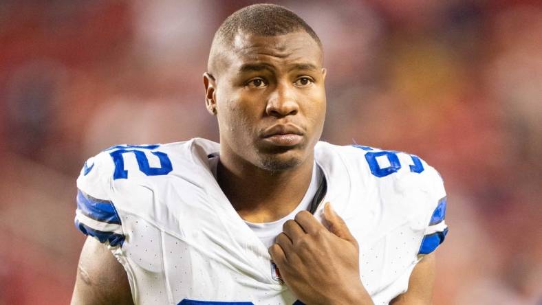 October 8, 2023; Santa Clara, California, USA; Dallas Cowboys defensive end Dorance Armstrong (92) after the game against the San Francisco 49ers at Levi's Stadium. Mandatory Credit: Kyle Terada-USA TODAY Sports