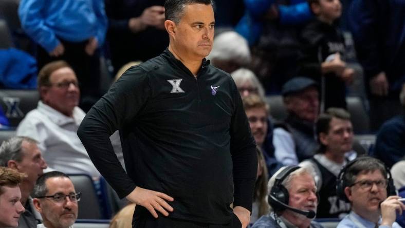 Xavier Musketeers head coach Sean Miller looks on in the second half of the NCAA Big East conference basketball game between the Xavier Musketeers and the DePaul Blue Demons at the Cintas Center in Cincinnati on Wednesday, Feb. 28, 2024.