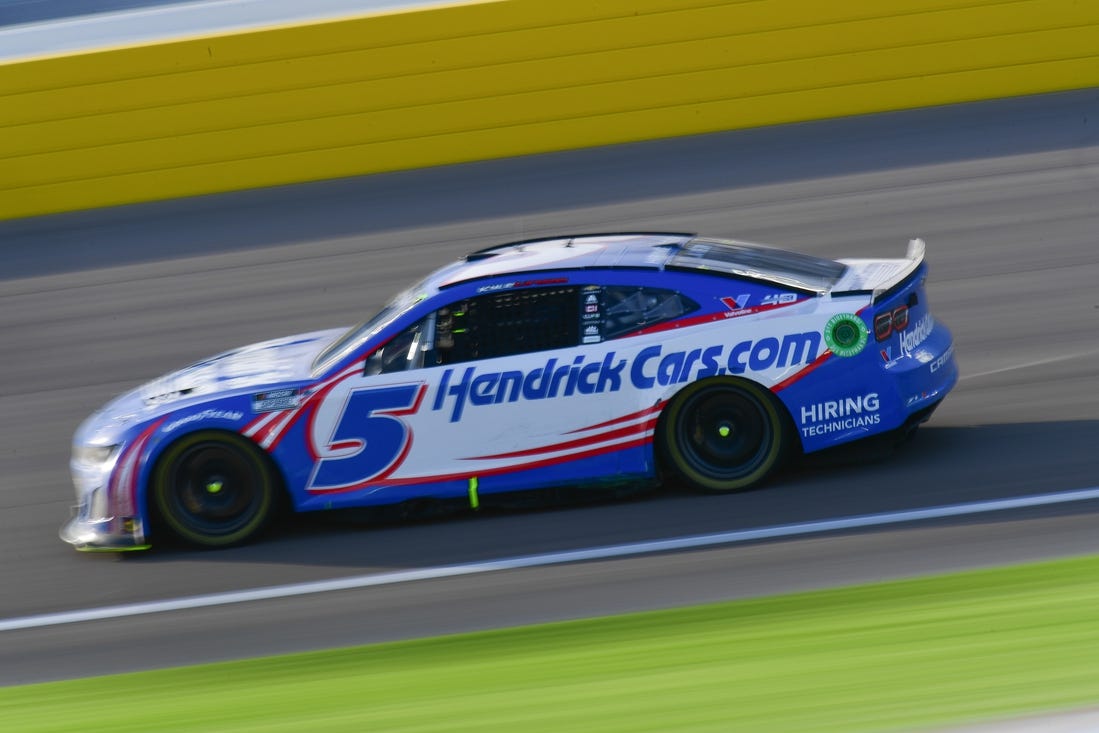 Mar 3, 2024; Las Vegas, Nevada, USA; NASCAR Cup Series driver Kyle Larson (5) during the Pennzoil 400 at Las Vegas Motor Speedway. Mandatory Credit: Gary A. Vasquez-USA TODAY Sports