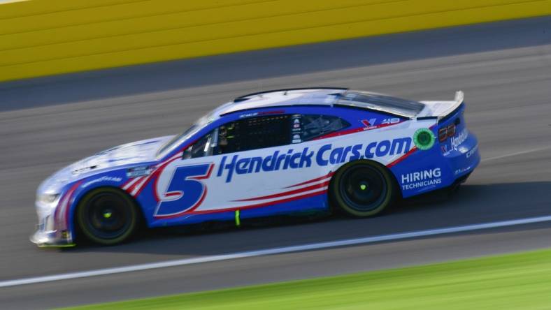 Mar 3, 2024; Las Vegas, Nevada, USA; NASCAR Cup Series driver Kyle Larson (5) during the Pennzoil 400 at Las Vegas Motor Speedway. Mandatory Credit: Gary A. Vasquez-USA TODAY Sports