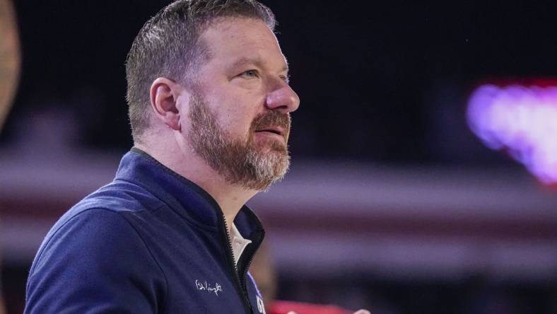 Mar 5, 2024; Athens, Georgia, USA; Mississippi Rebels head coach Chris Beard reacts on the sideline against the Georgia Bulldogs during the second half at Stegeman Coliseum. Mandatory Credit: Dale Zanine-USA TODAY Sports