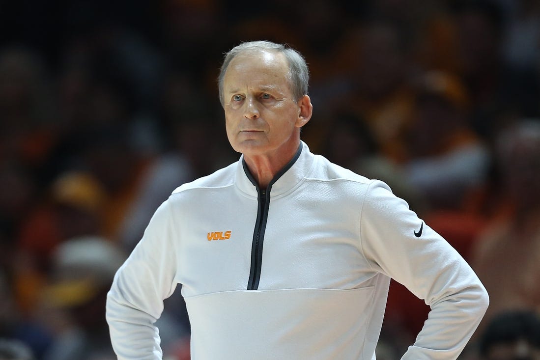 Mar 9, 2024; Knoxville, Tennessee, USA; Tennessee Volunteers coach Rick Barnes during the first half against the Kentucky Wildcats at Thompson-Boling Arena at Food City Center. Mandatory Credit: Randy Sartin-USA TODAY Sports