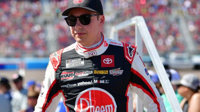 Mar 10, 2024; Avondale, Arizona, USA; NASCAR Cup Series driver Christopher Bell (20) during the Shriners Childrens 500 at Phoenix Raceway. Mandatory Credit: Gary A. Vasquez-USA TODAY Sports