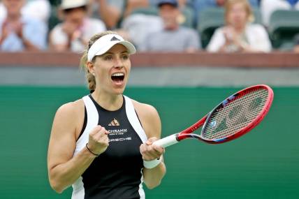 Angelique Kerber defeated Veronika Kudermetova 6-4, 7-5 during their round three match at the BNP Paribas Open in Indian Wells, Calif., on Sunday, March 10, 2024.