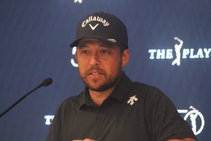 Xander Schauffele speaks during a press conference for The Players Championship in Ponte Vedra Beach, Florida, on March 12, 2024. [Clayton Freeman/Florida Times-Union]