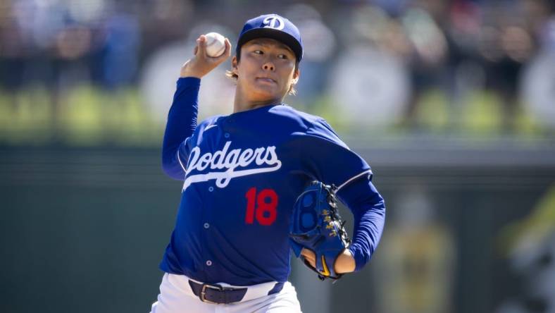 Los Angeles Dodgers pitcher Yoshinobu Yamamoto