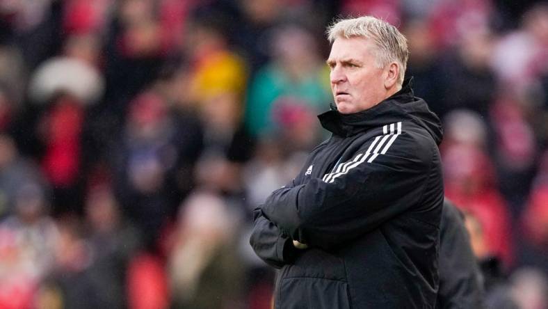 Mar 9, 2024; Toronto, Ontario, CAN; Charlotte FC head coach Dean Smith looks on against Toronto FC at BMO Field. Mandatory Credit: Kevin Sousa-USA TODAY Sports