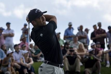 Mar 16, 2024; Ponte Vedra Beach, Florida, USA; Xander Schauffele plays from the 3rd tee during the third round of THE PLAYERS Championship golf tournament. Mandatory Credit: David Yeazell-USA TODAY Sports