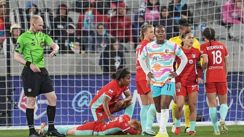 Mar 24, 2024; San Diego, California, USA; San Diego Wave FC forward Jaedyn Shaw (11) misses a shot on goal during the second half against the Kansas City Current at Snapdragon Stadium. Mandatory Credit: Ray Acevedo-USA TODAY Sports