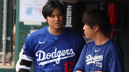 Los Angeles Dodgers’ Shohei Ohtani speaks to media amid gambling scandal