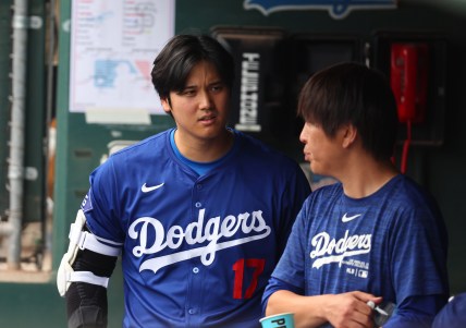 Los Angeles Dodgers’ Shohei Ohtani speaks to media amid gambling scandal