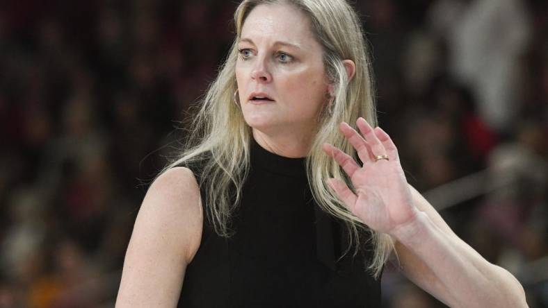 Tennessee Head Coach Kellie Harper in the game with South Carolina Gamecocks during the second quarter of the SEC Women's Basketball Tournament game at the Bon Secours Wellness Arena in Greenville, S.C. Saturday, March 9, 2024.