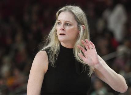 Tennessee Head Coach Kellie Harper in the game with South Carolina Gamecocks during the second quarter of the SEC Women's Basketball Tournament game at the Bon Secours Wellness Arena in Greenville, S.C. Saturday, March 9, 2024.