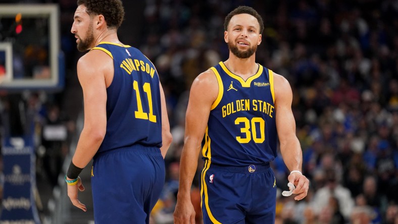 Golden State Warriors' Klay Thompson, Stephen Curry