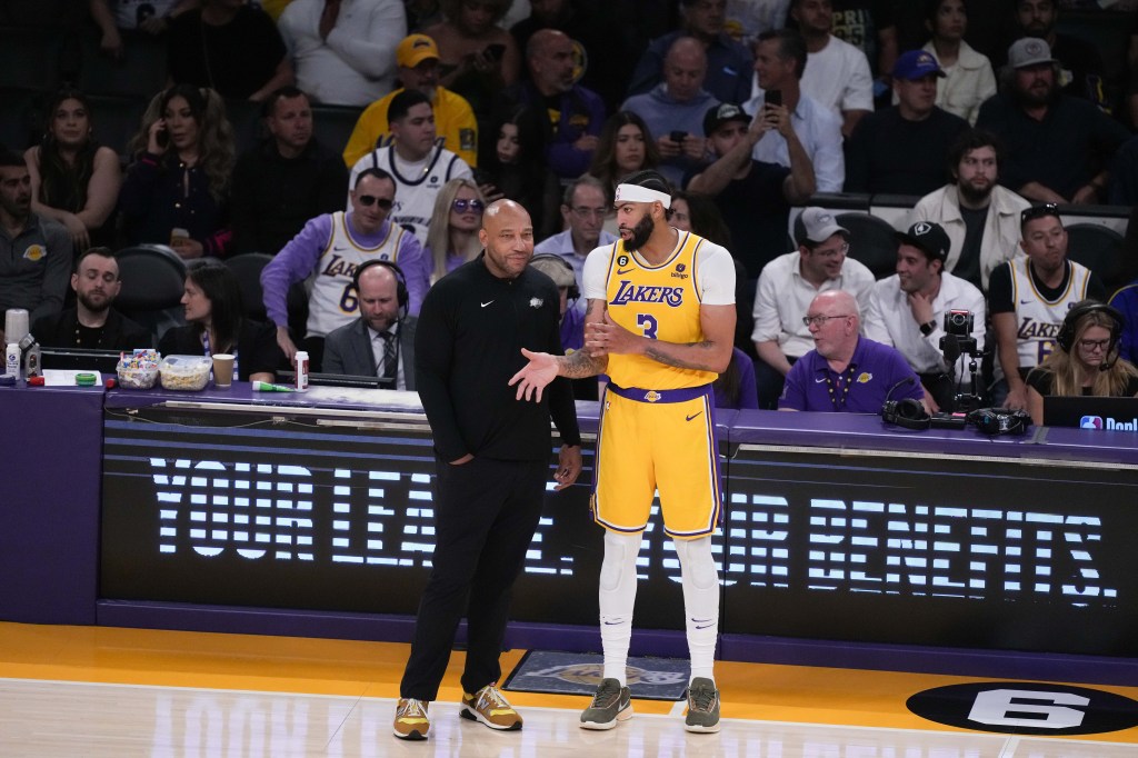Los Angeles Lakers' Darvin Ham, Anthony Davis