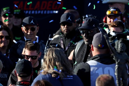Michael Jordan finally gets to celebrate a NASCAR win with his team in person