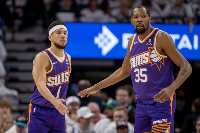 Phoenix Suns' Kevin Durant and Devin Booker