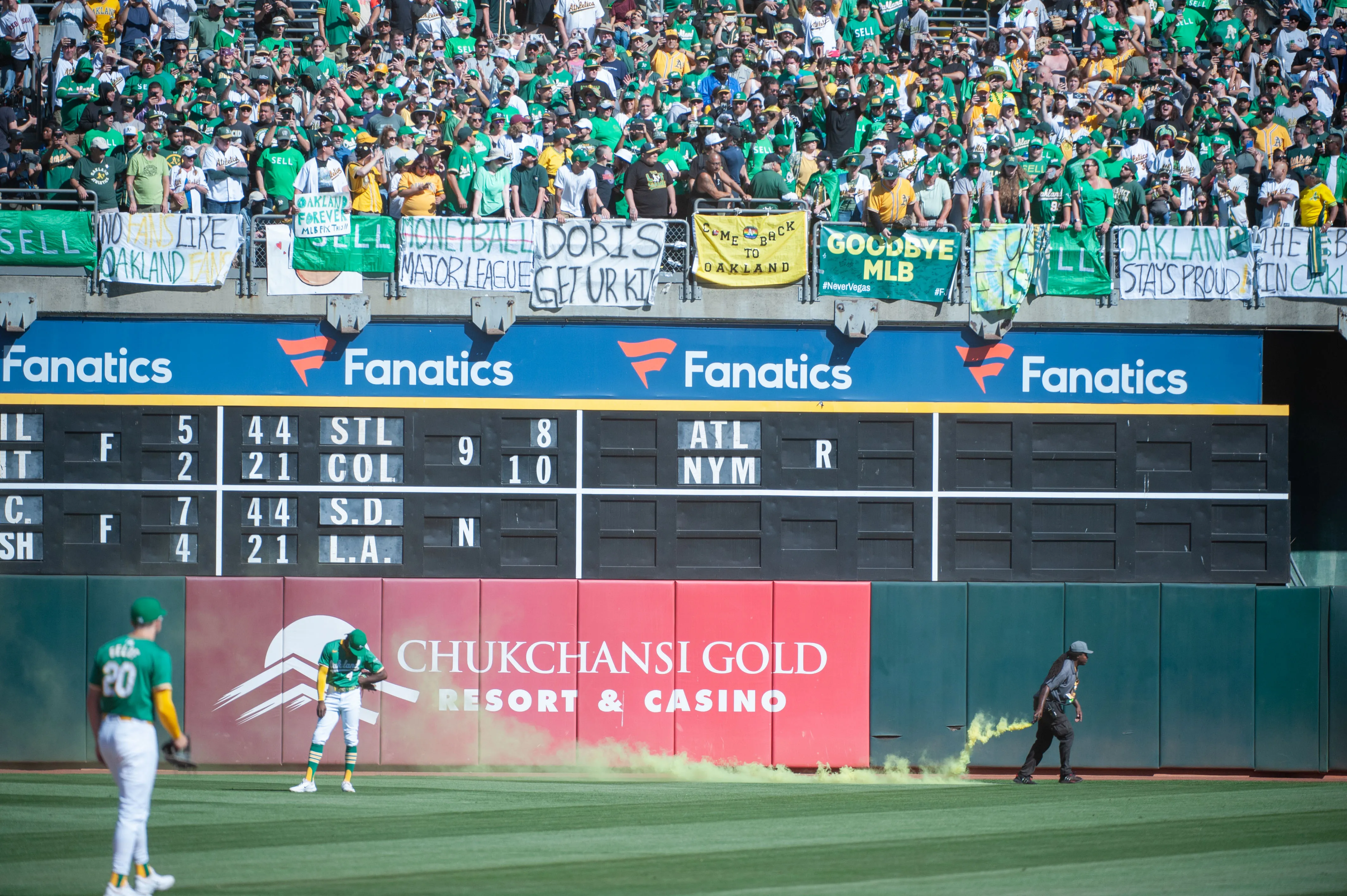 Oakland Athletics smoke bomb