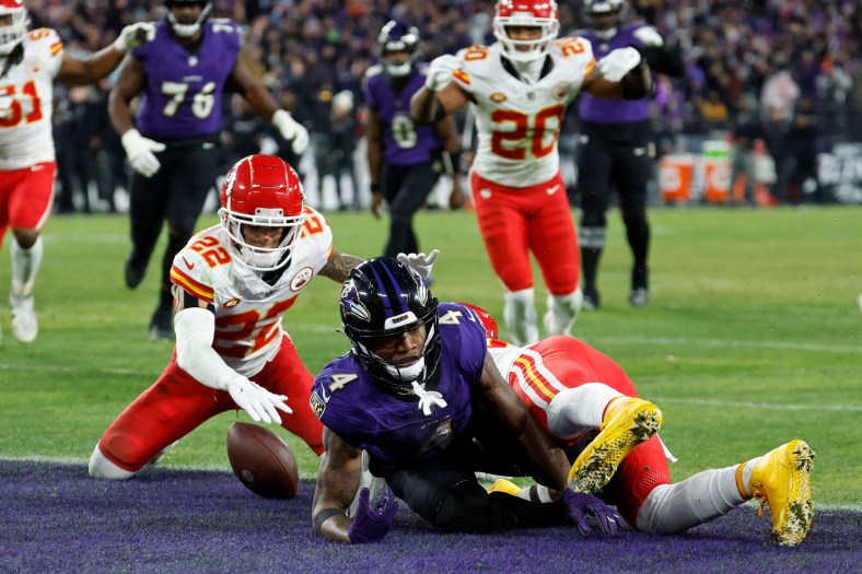 Baltimore Ravens' Zay Flowers against Kansas City Chiefs 