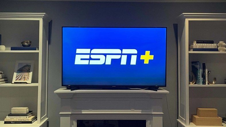 ESPN Plus Logo Blue Background On TV Screen