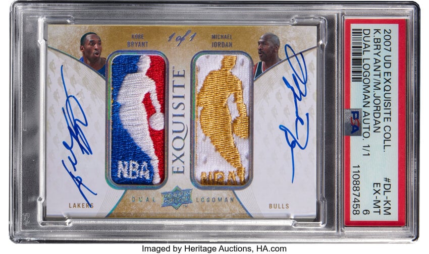 2007-08 Upper Deck Exquisite Dual Logoman Autograph 1/1 Michael Jordan and Kobe Bryant