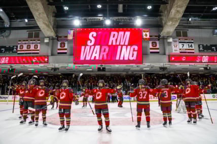 The Ottawa Charge celebrate a win over the Minnesota Frost.