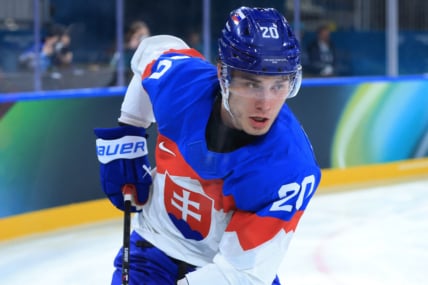 Olympics: Ice Hockey-Men Group B - ITA-SVK, juraj slafkovsky, montreal canadiens