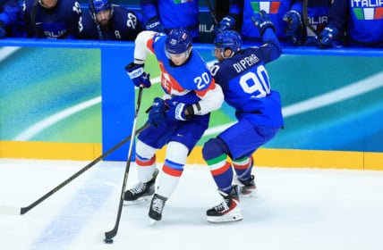 Olympics: Ice Hockey-Men Group B - ITA-SVK, montreal canadiens juraj slafkovsky