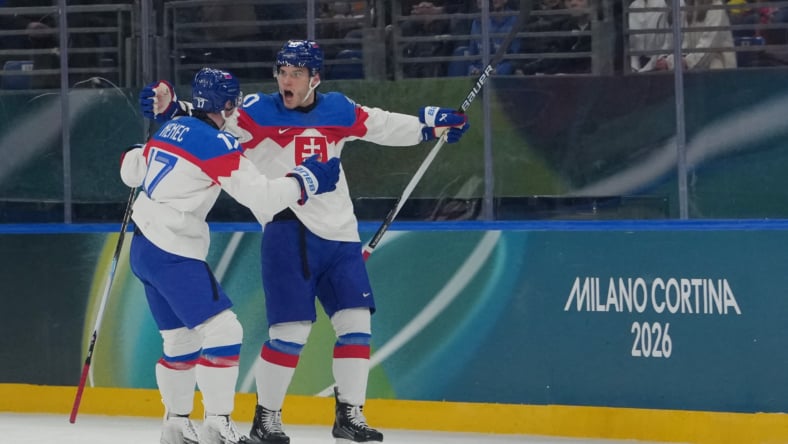 Olympics: Ice Hockey-Men Group B - SWE-SVK, juraj slafkovsky montreal canadiens