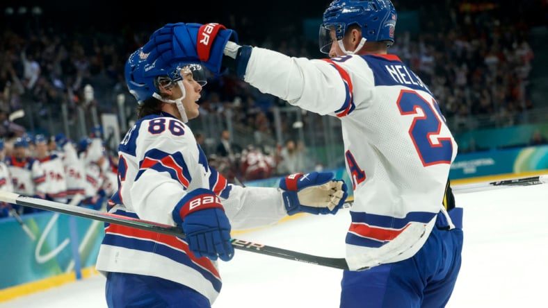 Olympics: Ice Hockey-Men Group C - LAT-USA